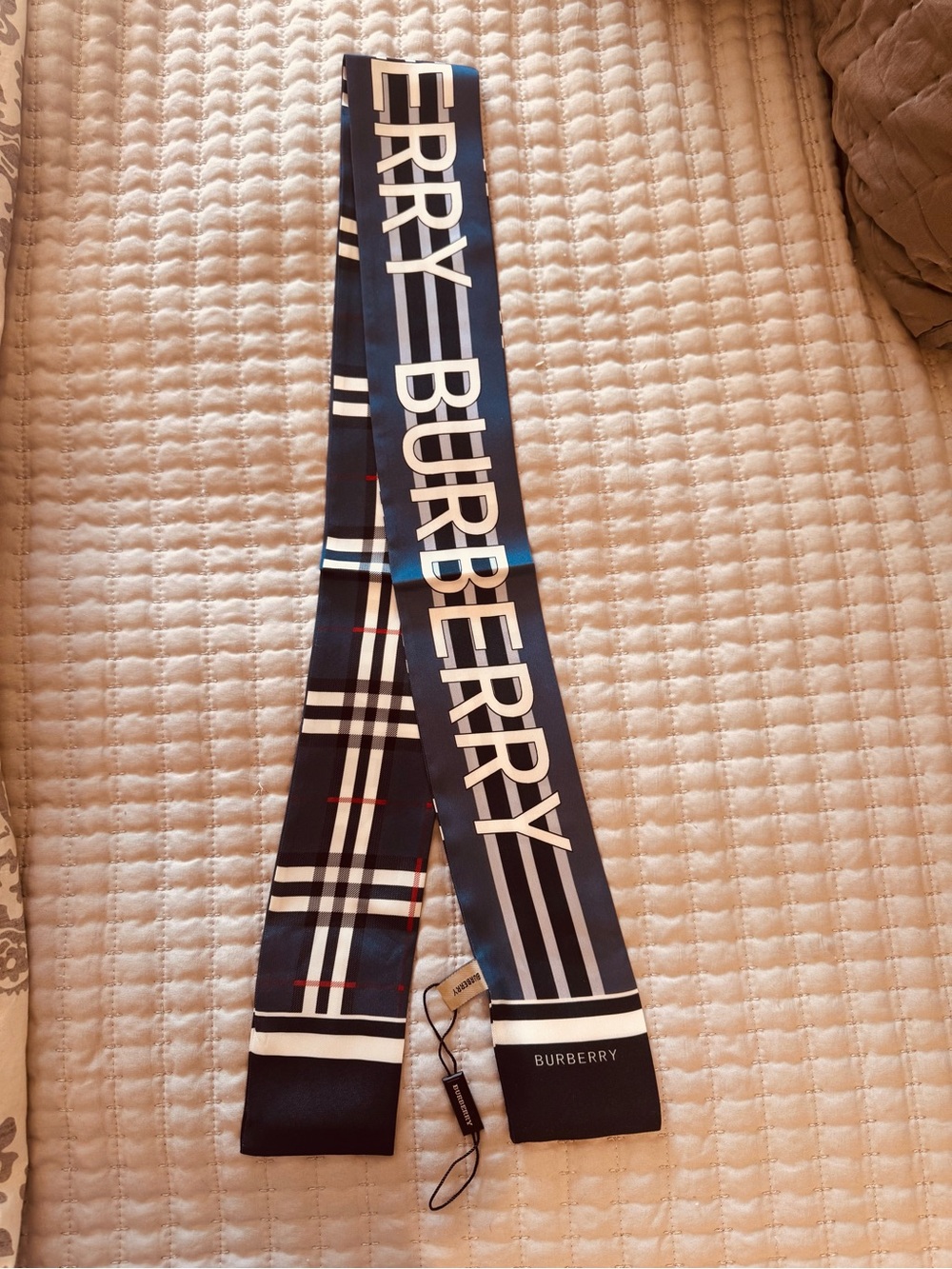 Burberry Navy Logo & Scarf / Bag Strap